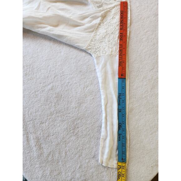 Bellambra Italy 100% Linen blouse Sz Small Open Front Shirt Lace Trim Shacket - Picture 5 of 10